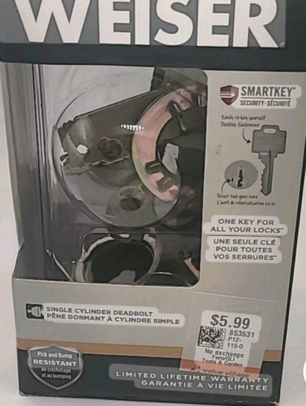 Weiser Polished Chrome Deadbolt and Trim Set